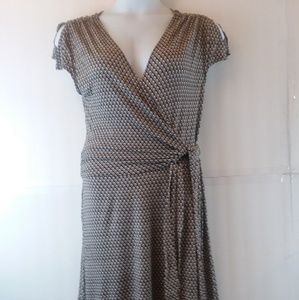 Ann Taylor Dark Brown and White Dress Size 14